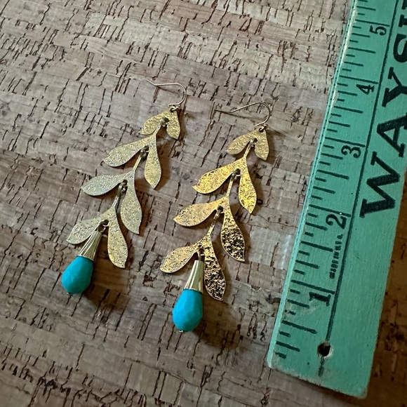 Gold Leaf Style Earrings - Picture 3 of 4